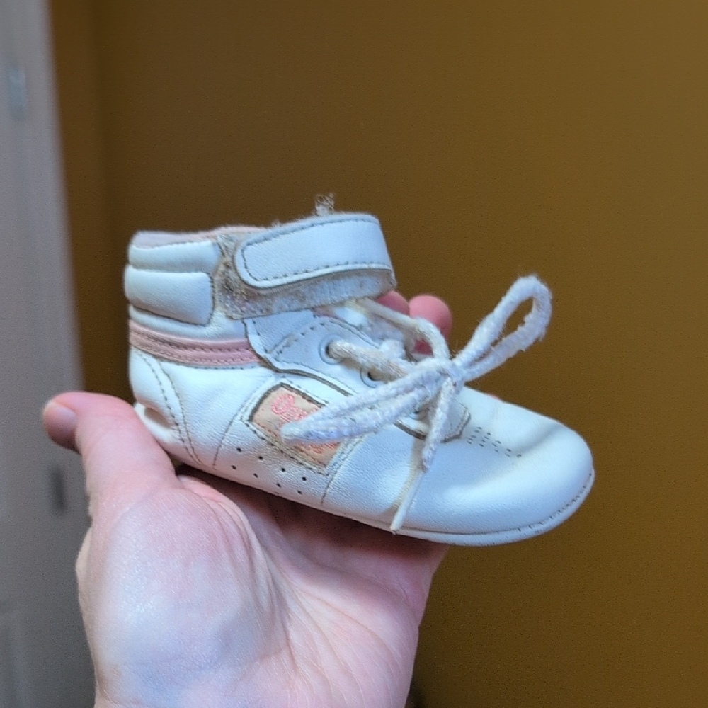 Vintage Oshkosh Crib White and Pink Shoes
